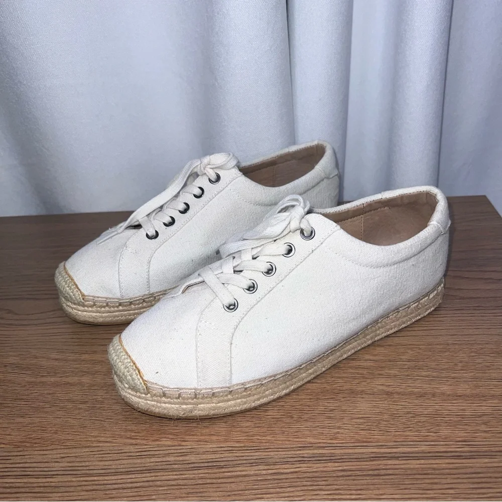 J. Jill White Canvas Espadrille Lace-Up Sneakers Size 9.5 Casual Summer